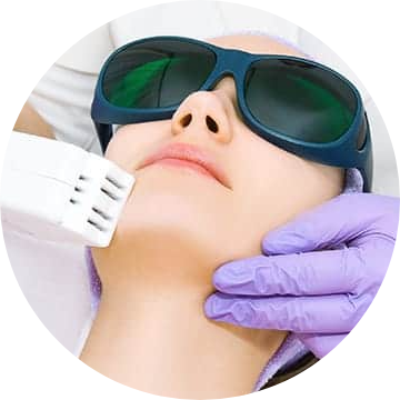 female undergoing laser treatments
